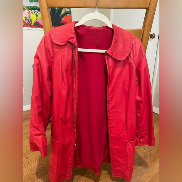Vintage red leather coat - Picture 4 of 4